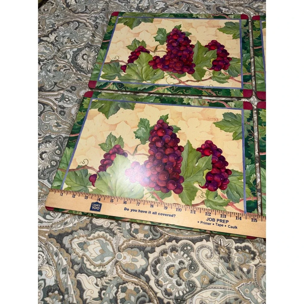 Pimpernel‎ Cork Back Placemats Set of 4 Grapes Vine Motif Made in England Tuscan